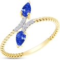 thumbnail image 3 of Gems Jewels 14K Yellow Gold Plated 1.40Ct Pear Cut Blue Sapphire Wedding Engagement Rope Ring 925 Sterling Silver For Women's -7, 3 of 4