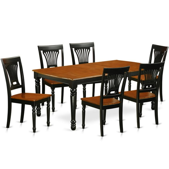 East West Furniture Dining Room Set Black & Cherry, DOPL7-BCH-W