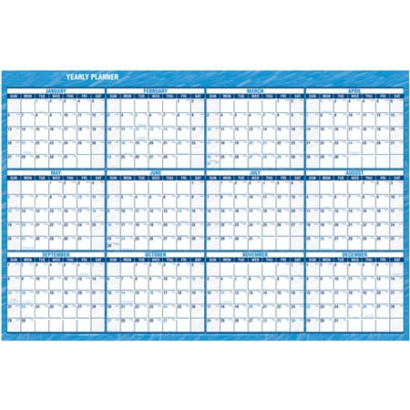 Erasable Wall Calendar,Horiz.,Jan-Dec,2-Sided,48x32,Blue