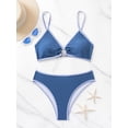 thumbnail image 5 of Women's Two Piece Swimsuit Contrast Binding Ring Linked Bikini Sets Bathing Suits, 5 of 6