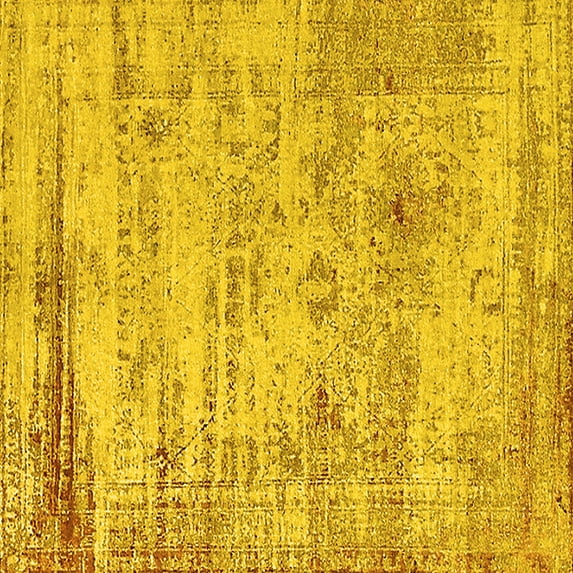 Ahgly Company Indoor Square Oriental Yellow Industrial Area Rugs, 3' Square