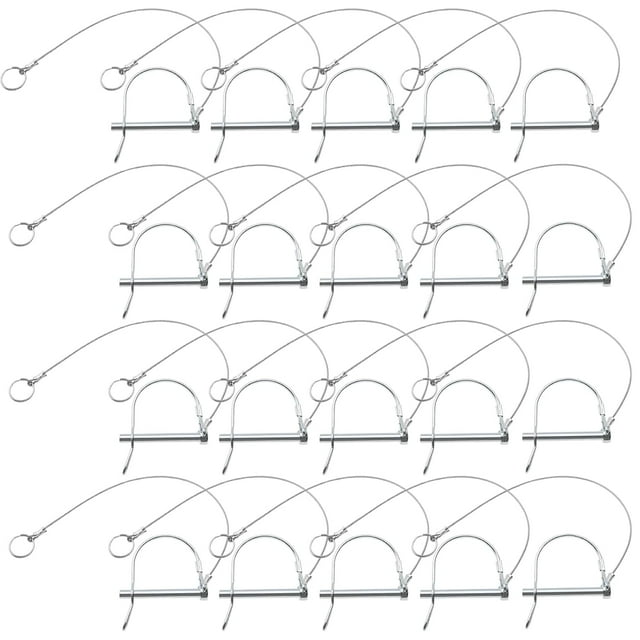 LAICAIW Trailer Coupler Pin, Wire Lock Pin, Shaft Locking Pin, Safety Coupler Pin, with Stainless Steel Extended Wire and Quick Release Ring (20 PCS 6mm x 56mm)