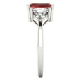 thumbnail image 3 of 2.82 ct Emerald Cut Natural Garnet 3 Stone 18K White Gold Womens Engagement Ring, 3 of 5