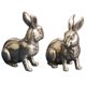 thumbnail image 1 of Brass Rabbit Ornaments 2PCS Solid Brass Bunny Statues, Desktop Tea Pet Figurines, Left Right Facing Animal Decorations for Living Tabletop, 1 of 4