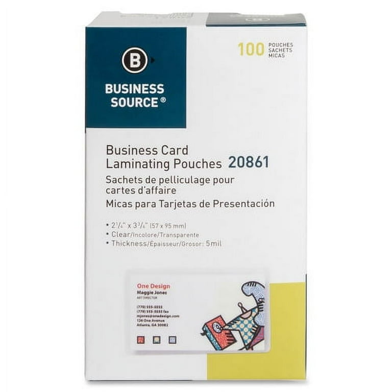 Business Source 5 mil Business Card Laminating Pouches - Laminating Pouch/Sheet Size: 2.25