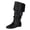 Black, variant on Women's Slouchy Mid Calf Boots Casual Fold Over Wide Calf Pull on Booties 2026 Fall Trendy Round Toe Long Boots