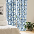 thumbnail image 2 of Ambesonne Tropical Window Curtains, Exotic Leaves Butterflies, Each 28" W x 95" L, Azure Blue Yellow White, 2 of 4
