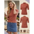 thumbnail image 3 of PINKSIR Tshirts for Women Mock Neck Short Sleeve Casual and Turtleneck for Summer Pumpkin M, 3 of 8
