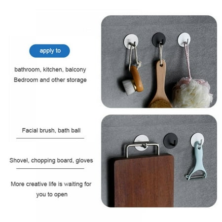 

3PCS Stainless Steel Self Adhesive Wall Hooks Kitchen Bathroom Storage Hooks