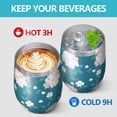 thumbnail image 4 of Floral 12oz Stainless Steel Insulated Wine Tumbler with Lid and Straw – Double Wall Vacuum Mug for Hot & Cold Drinks, 304 Steel Interior, Sweat-Free Design,Thanksgiving,Christmas, Spring,Flower, 4 of 5