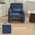 thumbnail image 6 of 2PCS Corduroy Fabric Accent Chair, Modern Upholstered Living Room Chairs with Lumbar Pillow, Wide Comfy Leisure Armchair for Bedroom, Office, Reading, Blue, 6 of 8