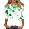 thumbnail image 2 of Ladies St. Patrick's Day Tops, 3/4 Sleeve T Shirt Women, Crew Neck Blouses Women's St. Patrick's Day Printed Fashion Tees Casual Crewneck 3/4 Sleeved Ladies Tops Blouses Shirts, 2 of 5