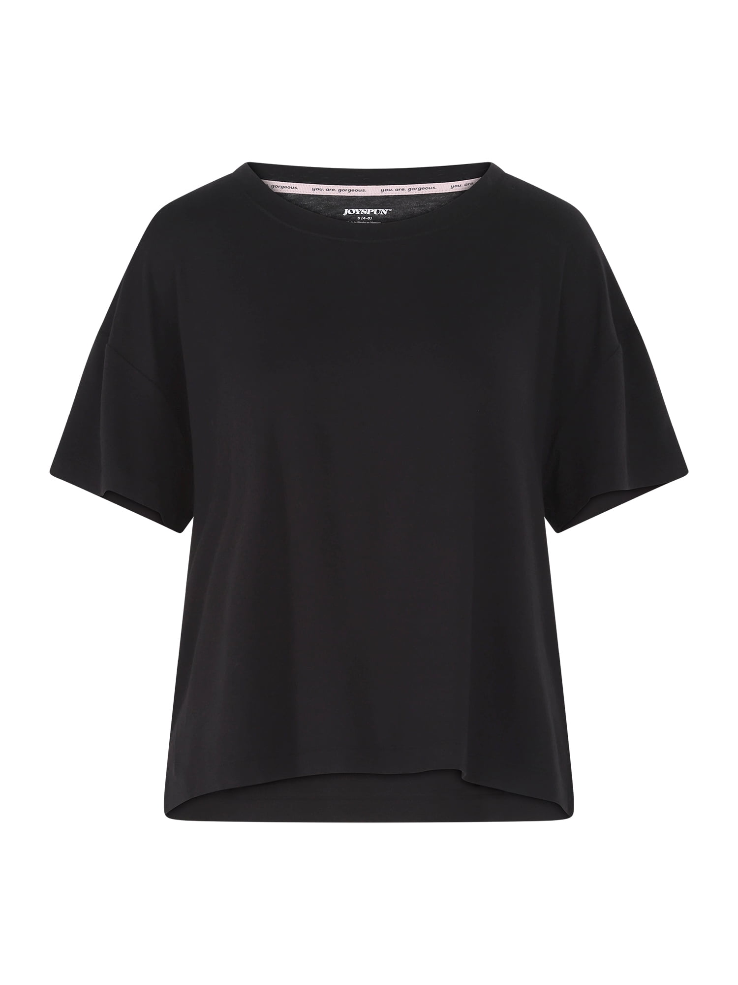 Joyspun Women’s Scoop Neck Sleepwear Tee with Short Sleeves, Sizes S-3X