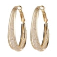 thumbnail image 2 of Pendientes para mujer, regalos para mujer, pendientes ovalados de moda, pendientes de malla metálica, pendientes de malla metálica con media hebilla, anillo dorado, 2 of 5