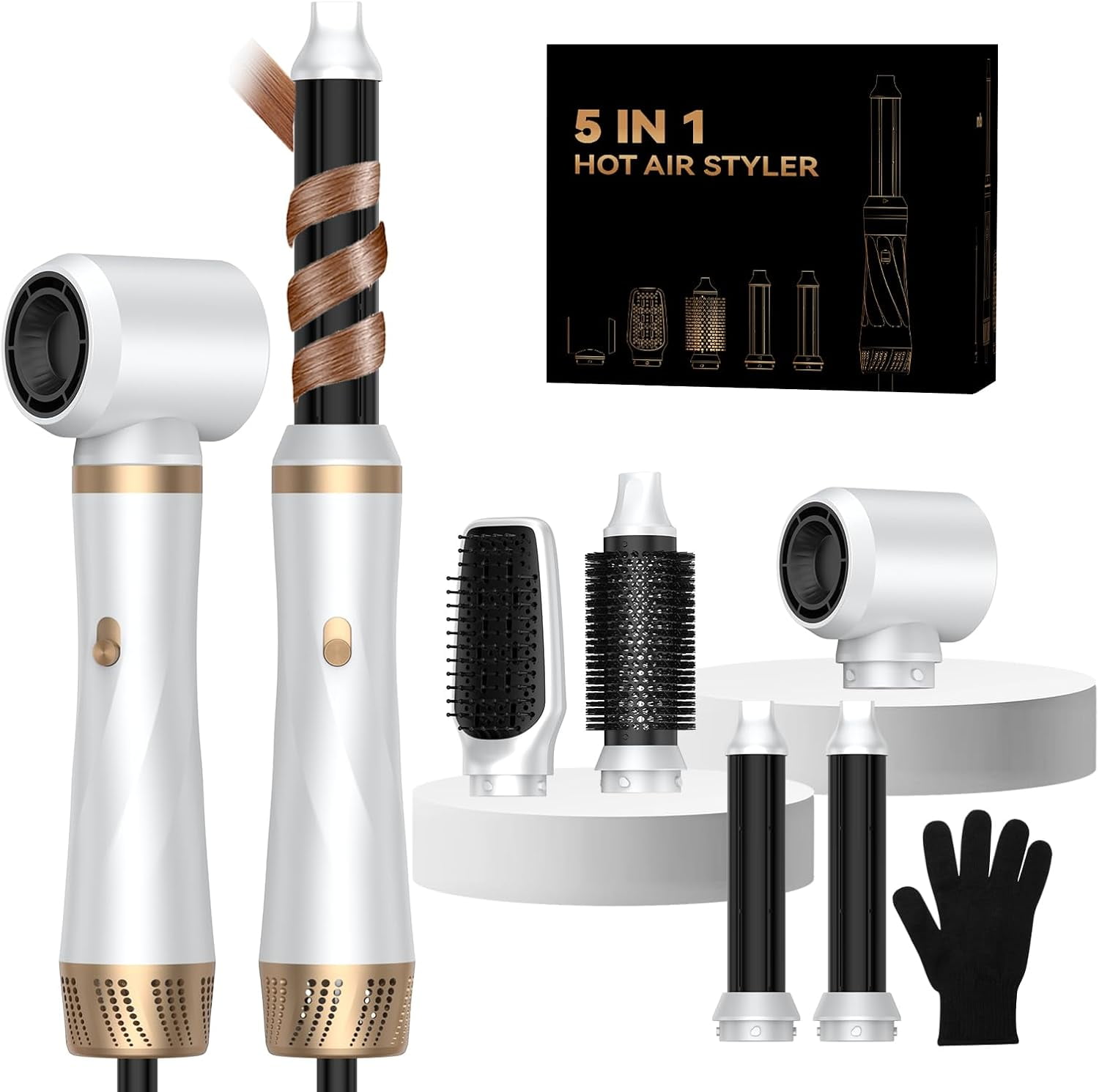 5-in-1 Hair Dryer Brush Set, Blow Dryer Brush with Air Style Wrap