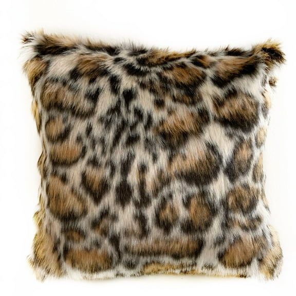 Plutus Brands Brown Plutus Tiger Animal Faux Fur Luxury Throw Pillow 20 in x 26in, Double Sided 20" x 26" Standard
