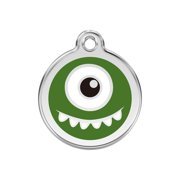 Red Dingo Stainless Steel Enamel Personalized Engraved Pet ID Tag, Green, Medium