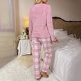 thumbnail image 5 of Lopecy-Sta Womens Pajama Sets 2 Piece Crew Neck Long Sleeve Plaid Pocket Top and Long Pants Casual Loungewear Outfits, 5 of 8
