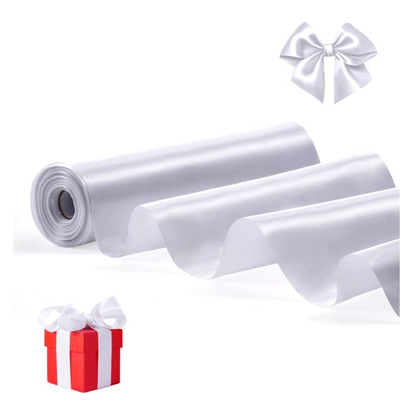 Cinta decorativa FAKILO satinada de 25 cm x 20 m, color blanco