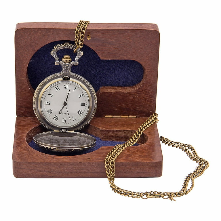 Brass World Smartwatch Men Women s Pocket Watch White Dial Gold Colored Chain Brown Medium