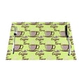 thumbnail image 1 of XMXT 6 Pcs Woven Placemats, Cartoon Coffee Green Graffiti Stain Resistant Anti-Skid Placemat for Kitchen Table, 12 x 18 inches, 1 of 6