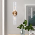 thumbnail image 3 of Contemporary 2-Light Wall Sconce with Clear Glass Shades, Gold Wal Lamp for Living Room, Dining Room & Hallway, 3 of 8