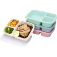 thumbnail image 1 of 4 Pack Bento Lunch Box 3 Compartment Lunch Containers for Adults,Plastic Divided Food Meal Prep Containers Reusable,for Work and Travel, 1 of 5