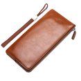 thumbnail image 1 of Lubelski Deabolar Men Solid Color Faux Leather Long Wallet Card Phone Holder Clutch Purse, 1 of 7