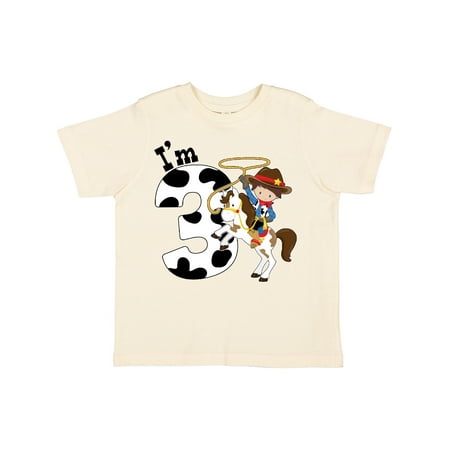 

Inktastic I m Three-cowboy Riding Horse Birthday Gift Toddler Boy Girl T-Shirt