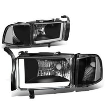DNA Motoring For 94-02 Dodge Ram LED DRL Black Clear Corner Headlight Lamps Pair