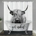 thumbnail image 3 of Farmhouse Highland Cow Get Naked Shower Curtain Western Rustic Cattle in Bathtub Shower Curtain for Bathroom Set Funny Animal Wooden Country Shower Curtain for Bathtub Decoration 72x72 Inch, 3 of 6