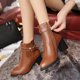 thumbnail image 3 of NECHOLOGY Botas Mujer Adulto Femenino Zapatos Botines de mujer Botas informales gruesas romanas, zapatos de tacón al tobillo a la de cuero para mujer, botas para mujer (Brown, 8), 3 of 6