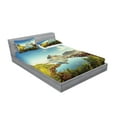 thumbnail image 2 of Ambesonne Scenery Fitted Sheet & Pillow Sham Set, Sunny Fall Day Image, Full, Green Blue, 2 of 2