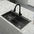 thumbnail image 2 of 28" x 18" Undermount Kitchen Sink Black Stainless Steel Single Sink Modern Durable Kitchen Essentials With Accessories, 2 of 8