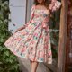 thumbnail image 5 of Vestido Vestido de manga acampanada para mujer Vestido largo de verano con estampado floral y espalda abierta Kuymtek Rosa T M para Mujer, 5 of 8