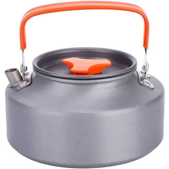 Camping Kettle 1 1L Portable Aluminum Alloy Outdoor Teapot Coffee Pot Lightweight Fast Heating Cookware Fits Backpacking Hiking Picnic Survival Gear Orange