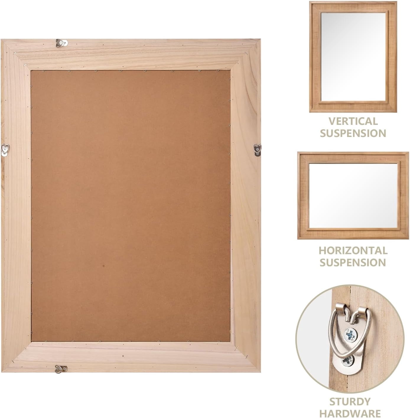 Leumius 36"x 24"Rectangular Bathroom Mirror Wall Mirror Wooden Frame Decorative Mirror for Farmhouse,Bathroom,Home Decor,Brown