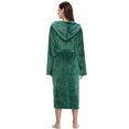 thumbnail image 3 of PajamaX Hooded Womens Robe, Long Plush Robes for Women, Two Side Pockets and Belts, Warm and Cozy (M, Green), 3 of 6