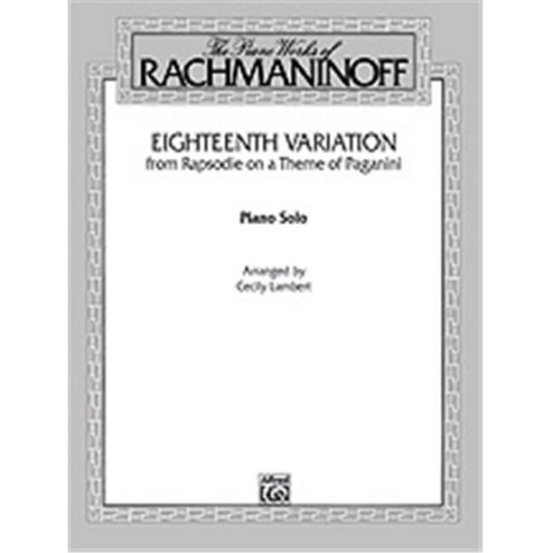 Alfred 00-F02064 Dix-Huitième Variation- Rhapsodie sur un Thème de Paganini - Livre de Musique