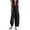 AJ10-Black, variant on Wide Leg Jumpsuits For Women Sleeveless Half Button Up Stand Collared Linen Jumpsuits Loose Casual Long Overall With Pockets Wine M