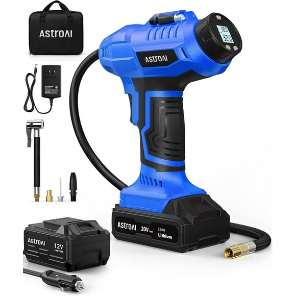 Inflador de Neumáticos AstroAI Bomba de Aire Inalámbrica 160 PSI Pantalla Digital Azul