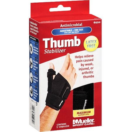 Mueller Sport Care Antimicrobial Thumb Stabilizer, Maximum Support Level, One