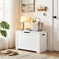thumbnail image 4 of SuperDeal 30-Inch Lift Top Storage Chest Wooden Home Organizer Bench with Safety Hinged Lid Large MDF Toy Box Entryway Bedroom Living Room, White, 4 of 15