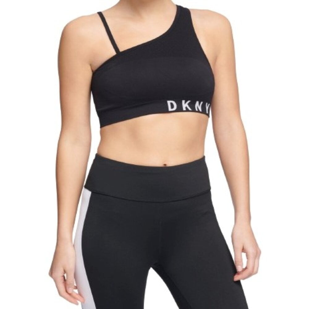 DKNY Womens Sport Asymmetrical Strappy Back Low Impact Sports Bra 