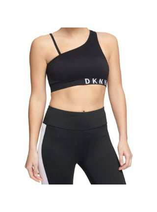 DKNY Sport Women's Mesh Racerback Mid-Impact Sports Bra, Black, Size M  *Defect