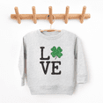 thumbnail image 2 of Bump and Beyond Designs St. Patrick's Day Shirt for Girls and Boys, Glitter Shamrock Love Sweatshirt (Heather Grey 2T), 2 of 4
