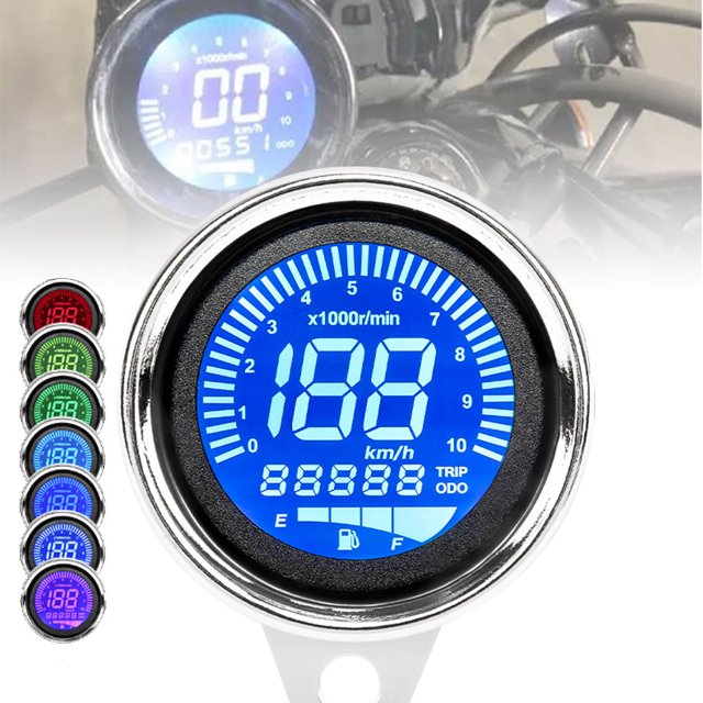 TopOne Motorcycle LCD Digital Meter Multi‑Functional Odometer Speedometer Tachometer RPM Fuel Level Gauge MPH KM/H