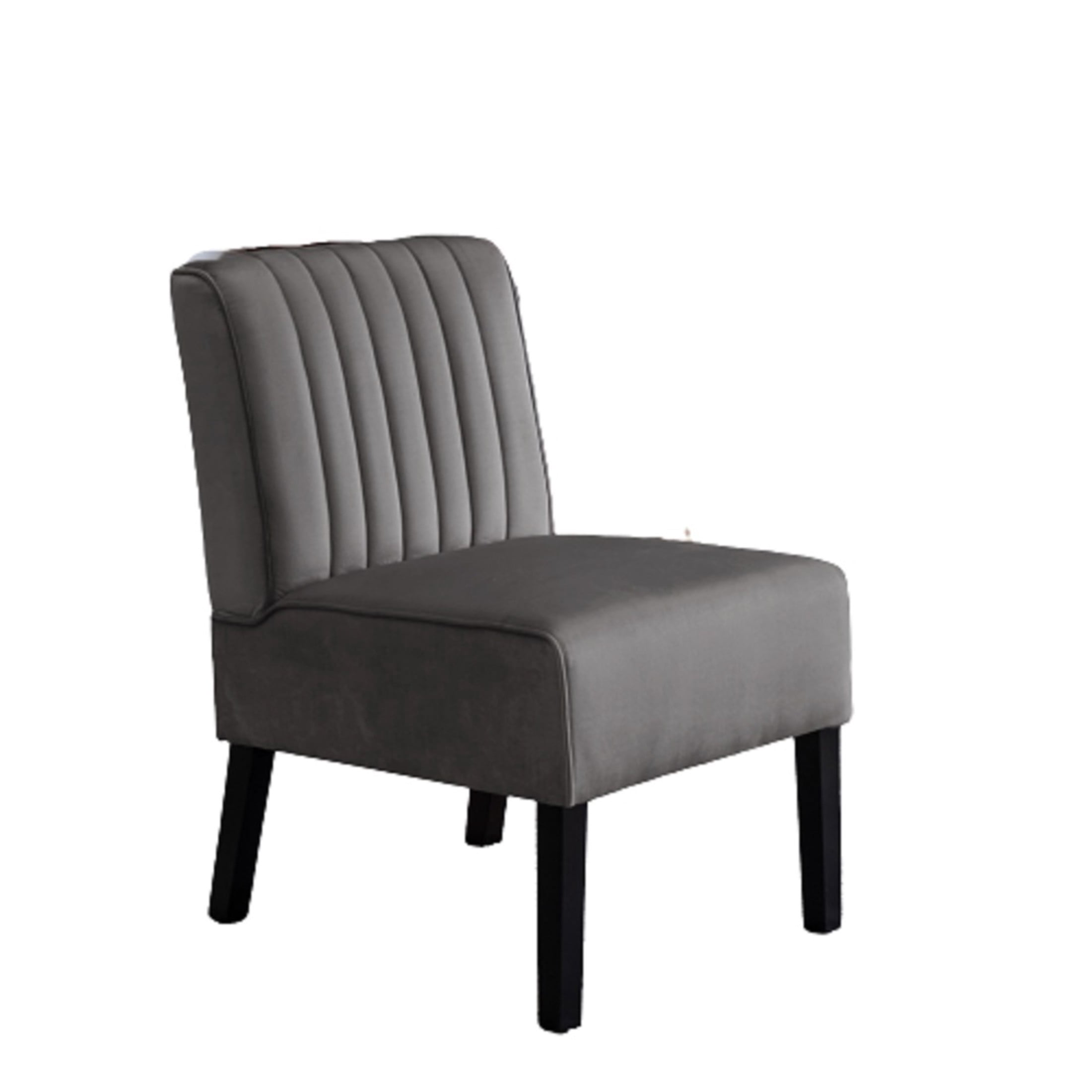 GDF Studio 29.5" Mid-Century Modern Accent Chairs Set of 2 with Channel Tufted Velvet Upholstery, Gray