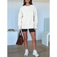 thumbnail image 5 of Womens Oversized Sweatshirts Crew Neck Long Sleeve Shirts Casual Loose Slit Fall Outfits White L, 5 of 7