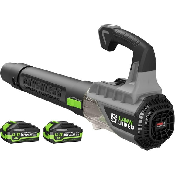 Leaf Blower with Brushless Motor, 580CFM/160MPH Leaf Blower Cordless, Electric Lightweight Blower with 2X4.0Ah Batteries and Charger, 2 Speed Modes, for Lawn Care, Patio Cleaning, etc.